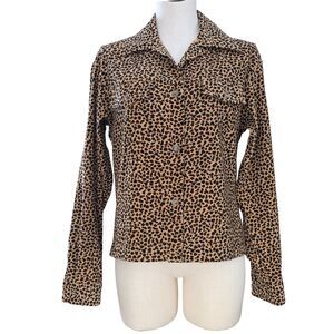 Vintage McCall’s Cheetah Print Shirt Jacket Shacket Collared Button Pocket Sz 10